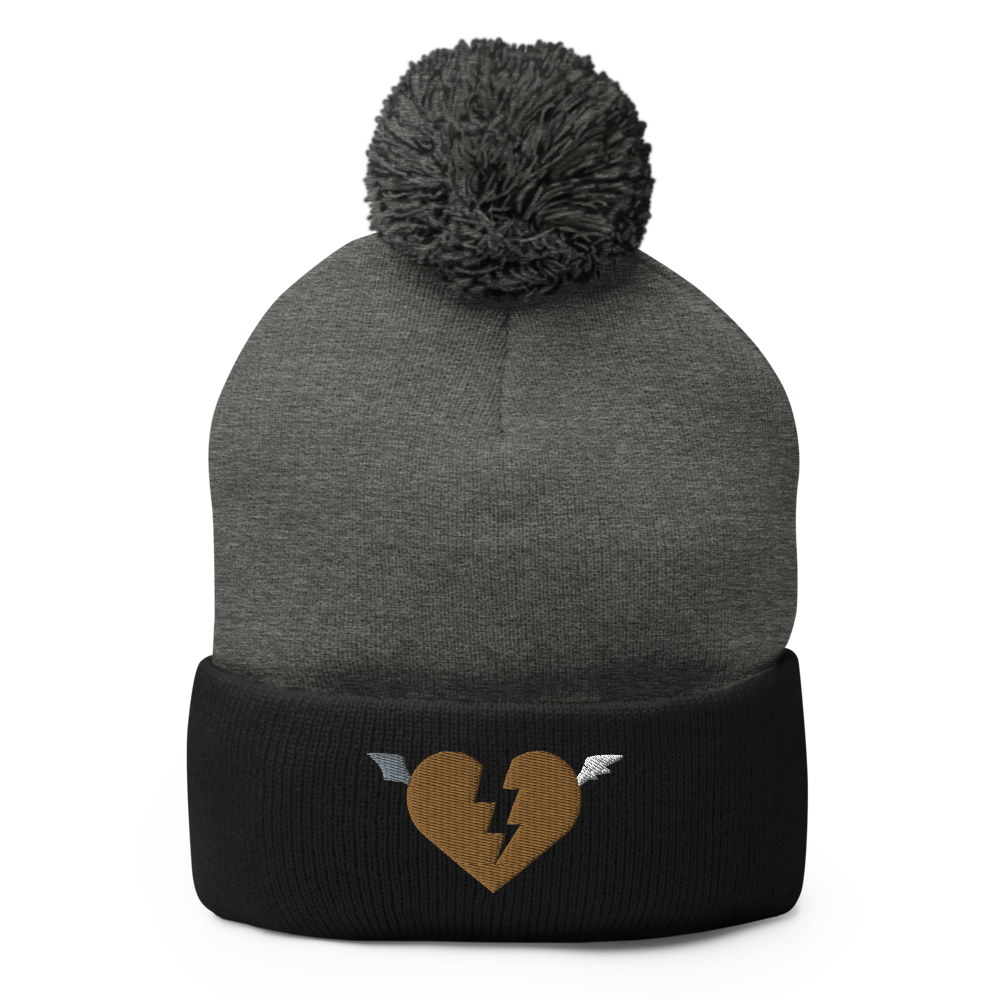 Golden Heart Pom-Pom Beanie